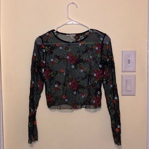 urban outfitters sheer floral shirt